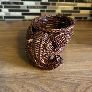 Vintage Woven Elephant Basket